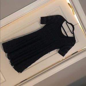 Navy blue, lace overlay, mini/mid thigh dress